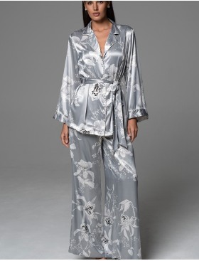 Шёлковая классическая пижама Mia-Amore ARABEL 4777 серебристый, Цвет: серебристый, Размеры: 2XL, изображение 4
