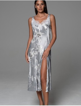 Шёлковая сорочка с рельефами Mia-Amore ARABEL 4778 серебристый, Цвет: серебристый, Размеры: 3XL, изображение 4