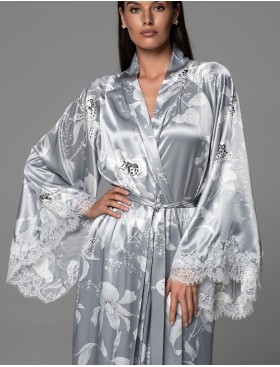 Длинный запашной халат Mia-Amore ARABEL 4779 серебристый, Цвет: серебристый, Размеры: 2XL/3XL