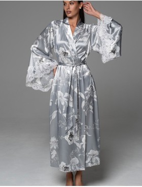 Длинный запашной халат Mia-Amore ARABEL 4779 серебристый, Цвет: серебристый, Размеры: 2XL/3XL, изображение 3