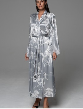 Длинный запашной халат Mia-Amore ARABEL 4779 серебристый, Цвет: серебристый, Размеры: 2XL/3XL, изображение 4