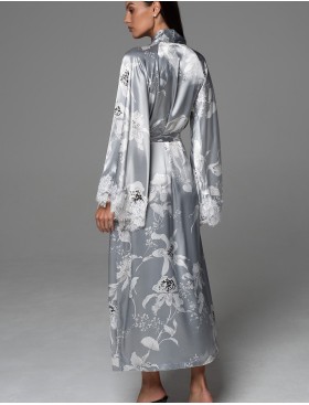 Длинный запашной халат Mia-Amore ARABEL 4779 серебристый, Цвет: серебристый, Размеры: 2XL/3XL, изображение 2