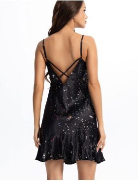 Атласная сорочка с клиньями Mia-Amore ESTELLA 2240, Цвет: черный, Размеры: L, изображение 2