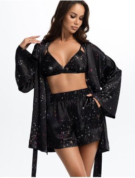 Пижама тройка из атласа Mia-Amore ESTELLA 2245, Цвет: черный, Размеры: 2XL