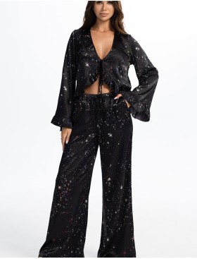 Атласная пижама Mia-Amore ESTELLA 2246, Цвет: черный, Размеры: 2XL, изображение 4