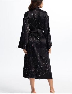 Длинный атласный халат Mia-Amore ESTELLA 2249, Цвет: черный, Размеры: 2XL/3XL, изображение 2