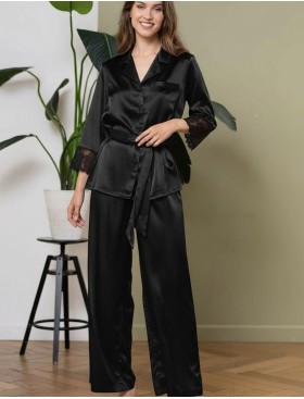 Шелковая пижама с брюками Mia-Amore WHITE SWAN 3556 черный, Цвет: черный, Размеры: 3XL