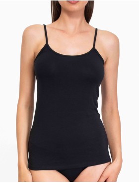 Хлопковая майка на тонких бретелях Sielei NATURAL COTTON 1430 nero, Цвет: nero (черный), Размеры: XS