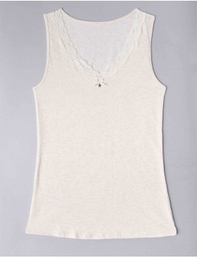 Хлопковая майка широкие бретели Sielei NATURAL COTTON 1436 ecru melange, Цвет: ecru melange, Размеры: XS, изображение 3