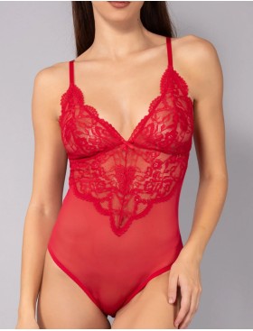 Прозрачное боди с кружевом Sielei DELICE 7859B rosso, Цвет: rosso (красный), Размеры: 75B