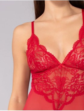 Прозрачное боди с кружевом Sielei DELICE 7859B rosso, Цвет: rosso (красный), Размеры: 75B, изображение 5