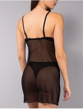 Черная комбинация +стринги Sielei DELICE 785AB+7853 nero, Цвет: nero (черный), Размеры: 75B, изображение 2