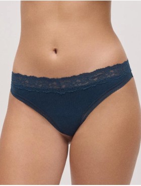 Стринги в рубчик с кружевом Ysabel Mora 10763 тёмно-синий, Цвет: тёмно-синий, Размеры: M