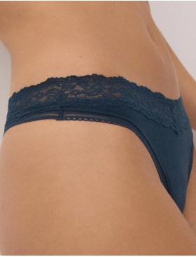 Стринги в рубчик с кружевом Ysabel Mora 10763 тёмно-синий, Цвет: тёмно-синий, Размеры: M, изображение 3