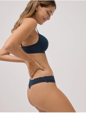 Стринги в рубчик с кружевом Ysabel Mora 10763 тёмно-синий, Цвет: тёмно-синий, Размеры: M, изображение 4