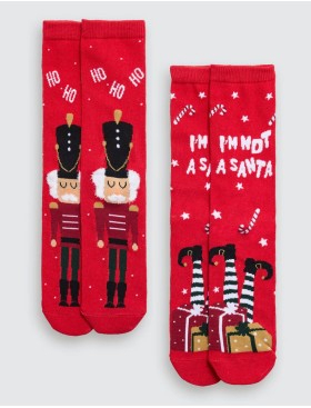 Новогодние мужские носки 2 пары Ysabel Mora 22965, Цвет: красный, Размеры: 41/46