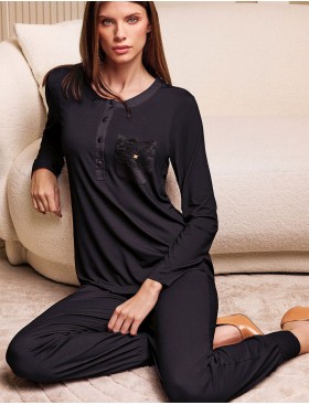 Трикотажная пижама Lormar SATEN 650798LU nero, Цвет: nero (черный), Размеры: XL