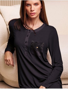 Трикотажная пижама Lormar SATEN 650798LU nero, Цвет: nero (черный), Размеры: XL, изображение 2