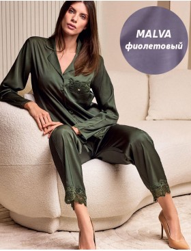 Фиолетовая атласная пижама Lormar SATEN 651816LU ОЗ26 malva, Цвет: malva (фиолетовый), Размеры: S