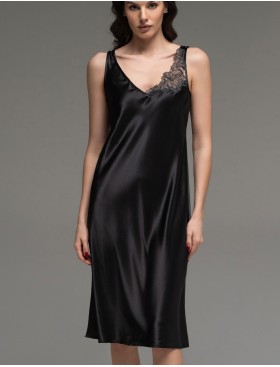 Шёлковая ночная сорочка Mia-Amore LILIROSE 4595 черный, Цвет: черный, Размеры: M, изображение 4