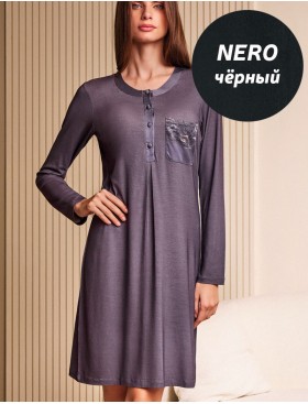 Сорочка из вискозы Lormar SATEN 630780LU nero, Цвет: nero (черный), Размеры: M, изображение 2