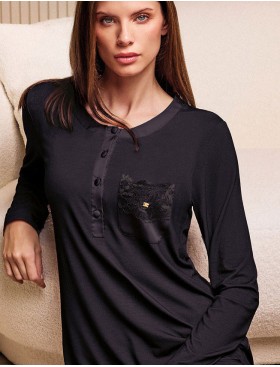 Сорочка из вискозы Lormar SATEN 630780LU nero, Цвет: nero (черный), Размеры: M