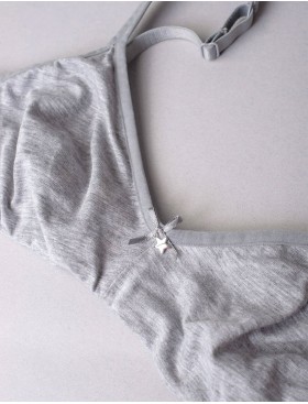 Хлопковый бюстгальтер без каркасов Sielei NATURAL COTTON 1450 grigio melange, Цвет: grigio melange, Размеры: 95B, изображение 8