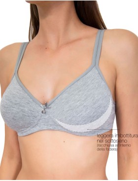 Хлопковый бюстгальтер без косточек Sielei NATURAL COTTON 1452 nero grigio melange, Цвет: grigio melange, Размеры: 75B, изображение 3