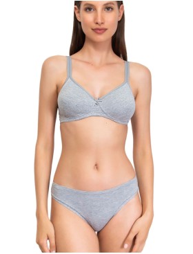 Хлопковый бюстгальтер без косточек Sielei NATURAL COTTON 1452 nero grigio melange, Цвет: grigio melange, Размеры: 75B, изображение 5