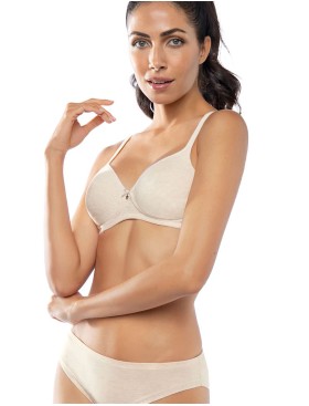 Хлопковый бюстгальтер без косточек Sielei NATURAL COTTON 1452 nero ecru melange, Цвет: ecru melange, Размеры: 80C, изображение 4