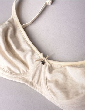 Хлопковый бюстгальтер без косточек Sielei NATURAL COTTON 1452 nero ecru melange, Цвет: ecru melange, Размеры: 80C, изображение 6