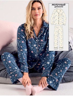Теплая пижама Infiore SPACE TRIP SPC2845 galassia, Цвет: galassia (молочный), Размеры: M