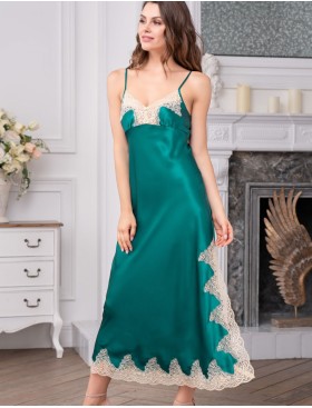 Длинная сорочка с кружевом Mia-Amore MARILIN DELUXE 3448 изумрудный, Цвет: изумрудный, Размеры: L