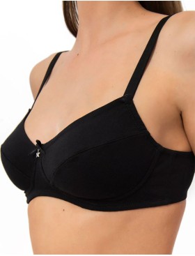 Бюстгальтер мягкий хлопковый без косточек Sielei NATURAL COTTON 1440 nero, Цвет: nero (черный), Размеры: 80C