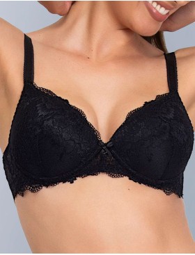 Кружевной бюстгальтер пуш-ап без каркасов Sielei WONDER LACE 2446 nero, Цвет: nero (черный), Размеры: 75B