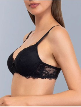 Кружевной бюстгальтер пуш-ап без каркасов Sielei WONDER LACE 2446 nero, Цвет: nero (черный), Размеры: 75B, изображение 3