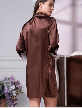 Рубашка-халат из шелка Mia-Amore MARILIN 3107 шоколадный, Цвет: шоколадный, Размеры: S, изображение 2