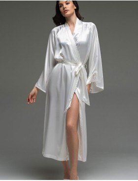 Длинный шёлковый халат Mia-Amore LILIROSE 4599 белый, Цвет: белый, Размеры: 2XL/3XL
