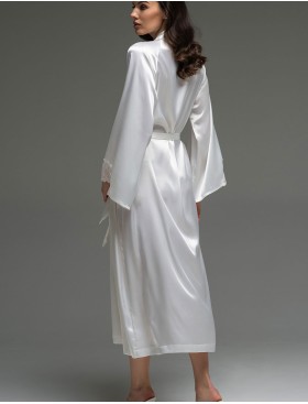 Длинный шёлковый халат Mia-Amore LILIROSE 4599 белый, Цвет: белый, Размеры: 2XL/3XL, изображение 2