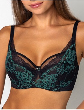 Бюстгальтер полумягкий Fluide EMERALD 6035 черный/изумруд, Цвет: черный/изумруд, Размеры: 75D