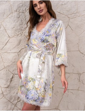 Халат шелковый Mia-Amore LILIANNA 5993, Цвет: молочный, Размеры: 2XL/3XL
