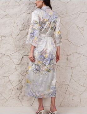 Халат-кимоно шелковый длинный Mia-Amore LILIANNA 5999, Цвет: молочный, Размеры: S/M, изображение 2