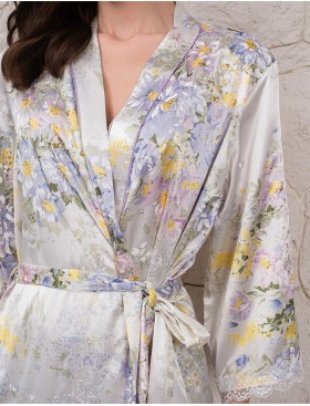 Халат-кимоно шелковый длинный Mia-Amore LILIANNA 5999, Цвет: молочный, Размеры: S/M, изображение 3