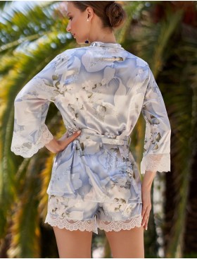 Шелковый комплект тройка Mia-Amore NOVELLA 3605, Цвет: голубой микс, Размеры: L, изображение 3