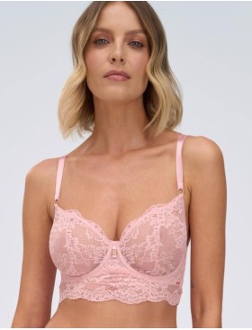 Кружевное бюстье Alles POWDER WHISPER M longline pink, Цвет: розовый, Размеры: 70E, изображение 3