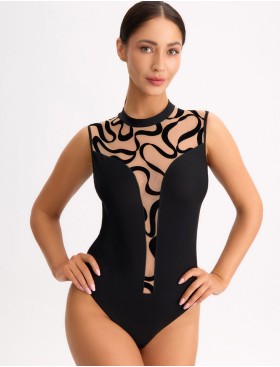 Боди Bella Misteria BLACK AGATE body, Цвет: черный+телесный, Размеры: L, изображение 6