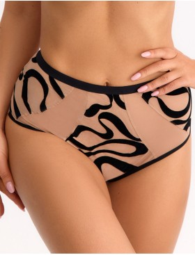 Высокие трусы Bella Misteria BLACK AGATE briefs, Цвет: телесный+черный, Размеры: 3XL