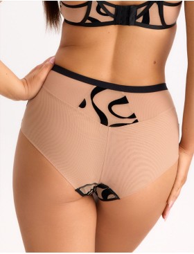 Высокие трусы Bella Misteria BLACK AGATE briefs, Цвет: телесный+черный, Размеры: 3XL, изображение 2