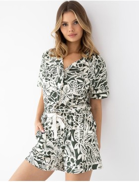 Вискозная пижама с шортами Sensis KAYLEE, Цвет: зелёный, Размеры: M, изображение 3