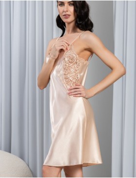 Короткая шелковая сорочка Mia-Amore MARJORY 3961 персик, Цвет: персик, Размеры: 2XL, изображение 3